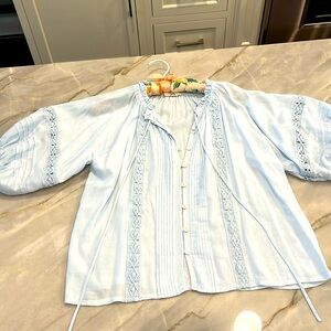 Light blue Boho peasant blouse